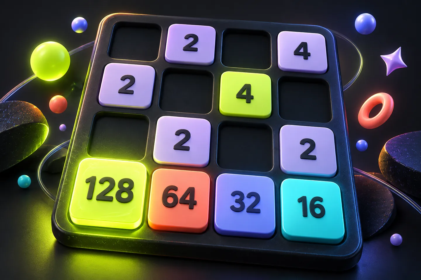 Original illustration: an ordered edge of numbered tiles on a spacious sliding puzzle board.